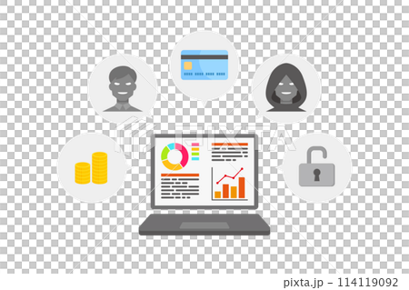 パソコンとセキュリティに関するイラスト 114119092