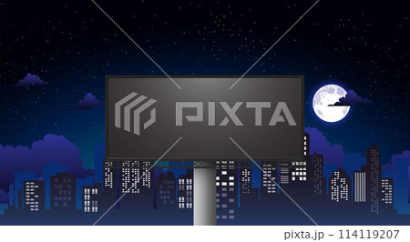 led billboard in city in the night	 114119207