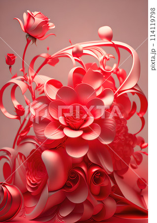 3d abstract flower arrangement roses Background portrait wallpaper 114119798