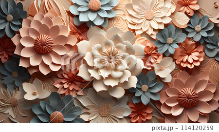 abstract 3d flowers roses leaf background wallpaper 114120259