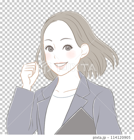 擺在與微笑的衣服的婦女膽量 114120905