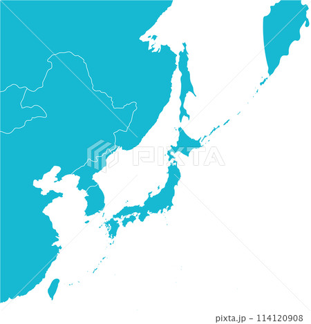 日本と周辺国の地図、シルエット 114120908