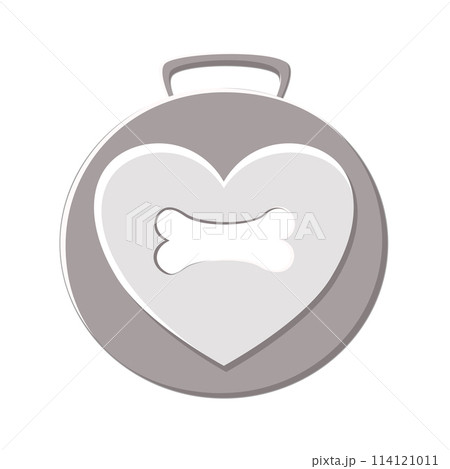 Isolated illustration of medal, tag and keychain for pet with bone window. 114121011