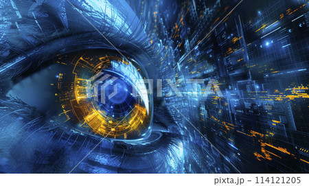 Security access technology.Digital Eye Recognition System. Technology concept. Security access technology.Digital Eye Recognition System. Technology concept. 114121205