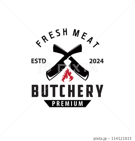 chef knife logo illustration old vintage design for butcher knife brand for restaurant brand and simple butcher knife market 114121815