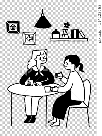 飲みながら会話が盛り上がっている女性2人_2 114122568