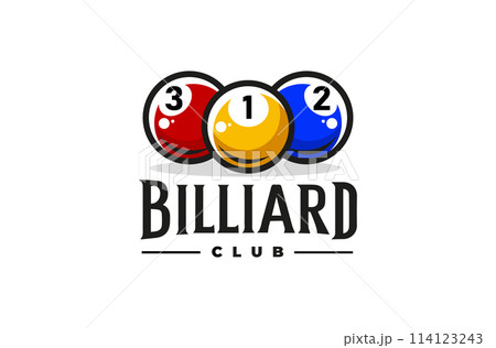 Billiards Club Sports Design featuring Yellow,Red,Blue Balls. 114123243