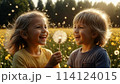 AI Generated Children's Playtime in Dandelion Field on World Children Day 114124015