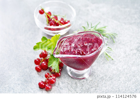 Sauce of redcurrant on granite 114124576