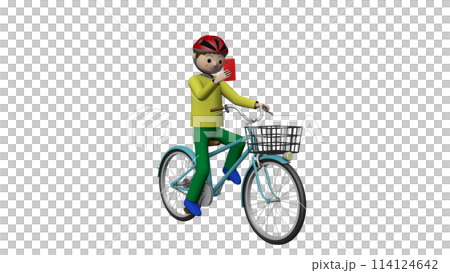 Illustration of dangerous bicycle driving by elementary school students / Driving while using a smartphone [transparent] 114124642
