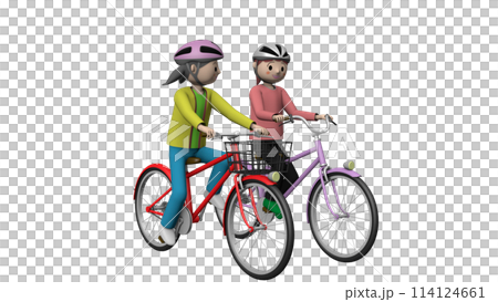 Illustration of dangerous bicycle driving by elementary school students / parallel [transparent] 114124661