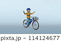 小学生の自転車危険運転のイラスト／手放し運転【背景グラデ有】 114124677