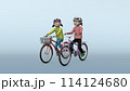 小学生の自転車危険運転のイラスト／並進【背景グラデ有】 114124680