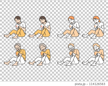 Illustration of people with knee pain 114126563