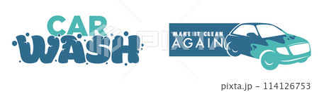 Car Wash Service Logo Set Car Wash Service Logo Set 114126753