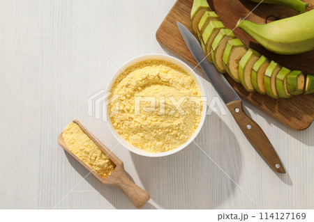 Banana flour, concept of cooking food, tasty banana flour 114127169