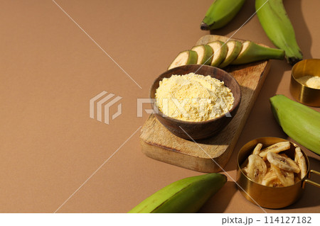 Banana flour, concept of cooking food, tasty banana flour 114127182
