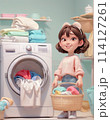 洗濯をする主婦 114127261