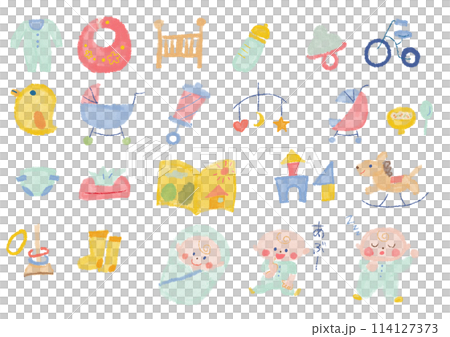 嬰兒用品及嬰兒插畫素材集_多彩 嬰兒用品及嬰兒插畫素材集_多彩 114127373