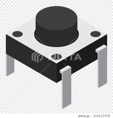 Push button electronic component. Push button icon. Isometric push button. Isometric electronic component. Vector illustration 114127470