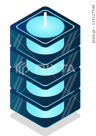 Isometric futuristic server. Isometric database or data center. Abstract blockchain. Computer storage. Cloud storage. Vector illustration Isometric futuristic server. Isometric database or data center. Abstract blockchain. Computer storage. Cloud storage. Vector illustration 114127548