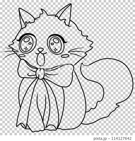 Pink cute cat doodle style 114127642