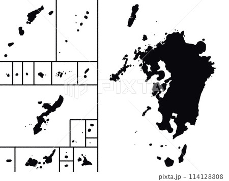 少しゆるい九州・沖縄地図のシルエット 少しゆるい九州・沖縄地図のシルエット 114128808