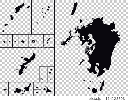 少しゆるい九州・沖縄地図のシルエット 少しゆるい九州・沖縄地図のシルエット 114128808