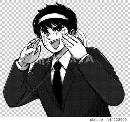 劇画風・鉢巻を巻いたサラリーマンが感動するイラスト 劇画風・鉢巻を巻いたサラリーマンが感動するイラスト 114128906