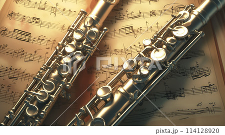 フルートと楽譜　 114128920