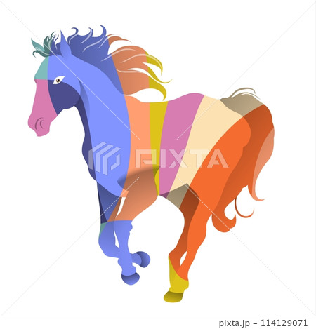 Colorful horse isolated on a white background. Vector illustration for your design Colorful horse isolated on a white background. Vector illustration for your design 114129071