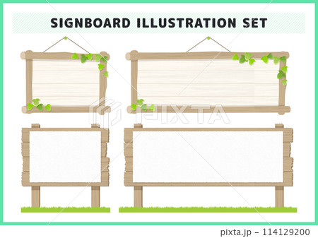木製の看板イラスト素材セット 木製の看板イラスト素材セット 114129200