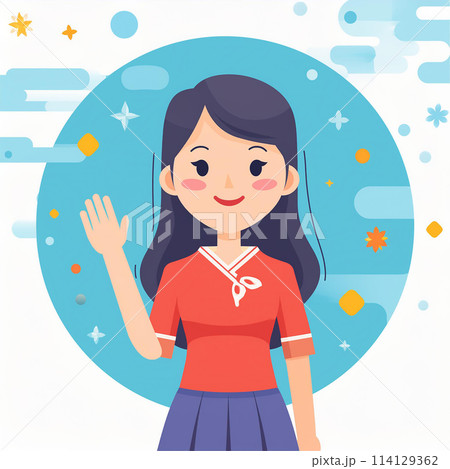 挨拶をする女性 114129362