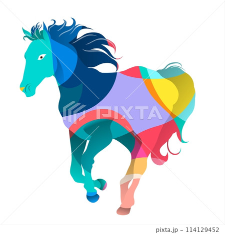 Colorful horse on a white background. Vector illustration for your design	 114129452