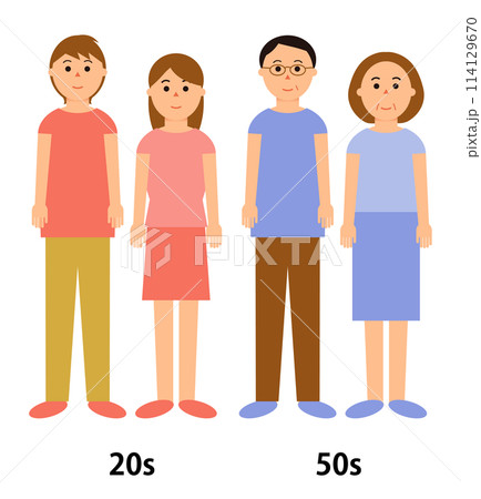 20代と50代の男女4人の人物イラスト 114129670