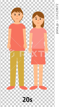 兩個20多歲的男女插畫 114129672