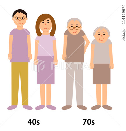 40代と70代の男女4人の人物イラスト 114129674
