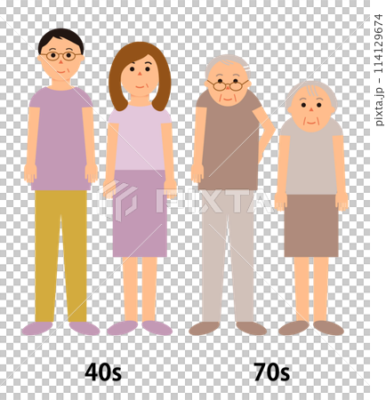 40代と70代の男女4人の人物イラスト 114129674