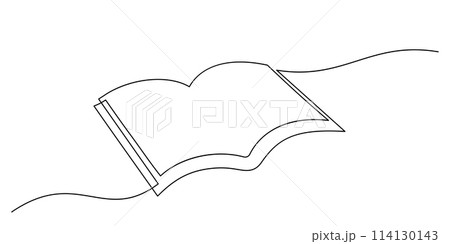 continuous line drawing of book opening thin linear vector illusration continuous line drawing of book opening thin linear vector illusration 114130143