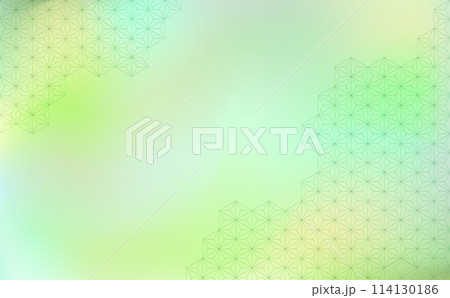 背景素材：麻の葉模様（緑）新緑イメージのグラデーション 114130186