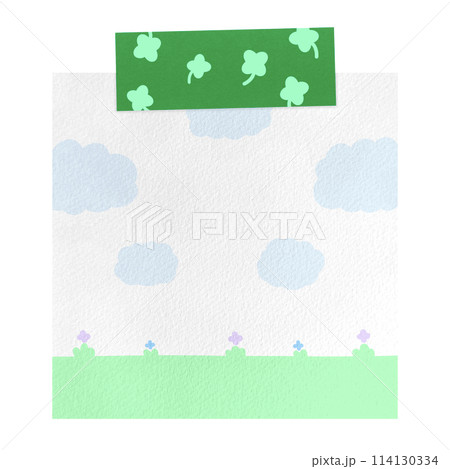 Cute Paper Notepad With Green Color And Four Leaf Clover Tape Washi illustration Cute Notepad Garden And Colorful Flowers Pattern illustration Colorful Notepad illustration 114130334