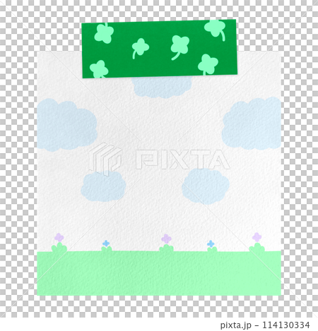 Cute Paper Notepad With Green Color And Four Leaf Clover Tape Washi illustration Cute Notepad Garden And Colorful Flowers Pattern illustration Colorful Notepad illustration 114130334