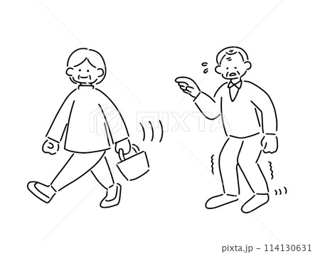 歩行速度が低下したシニア男性のイラスト 歩行速度が低下したシニア男性のイラスト 114130631