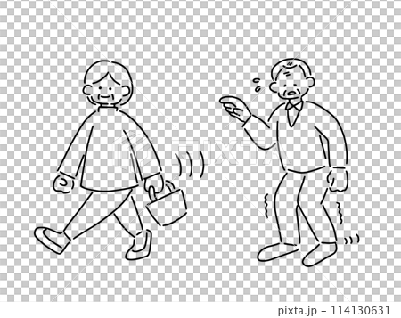 歩行速度が低下したシニア男性のイラスト 歩行速度が低下したシニア男性のイラスト 114130631