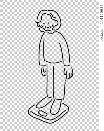 体重が減少したシニア女性のイラスト 体重が減少したシニア女性のイラスト 114130633