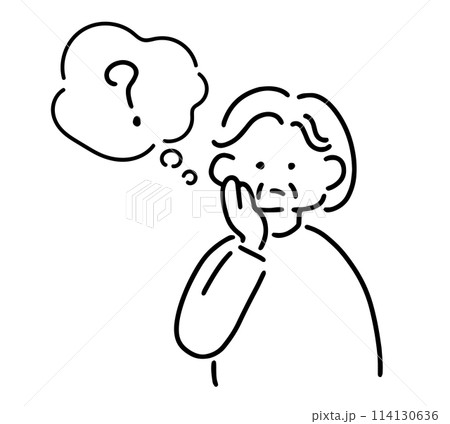 疑問に思うシニア女性のイラスト 114130636