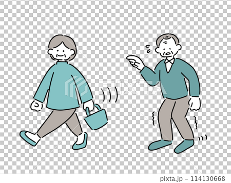 一位步行速度下降的老人的插圖 114130668