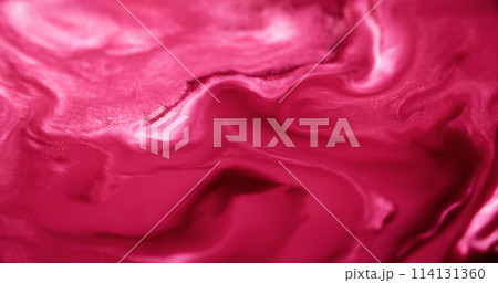 Shiny ink. Color fluid mix. Defocused pink white shimmering grain glitter particles acrylic paint swirl water pigment liquid wave abstract art background. Shiny ink. Color fluid mix. Defocused pink white shimmering grain glitter particles acrylic paint swirl water pigment liquid wave abstract art background. 114131360
