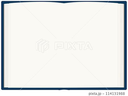 本の見開きのフレームベクターイラスト（紺） 114131988