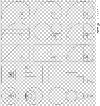 様々な黄金螺旋・黄金比率のベクターイラストセット 114132156